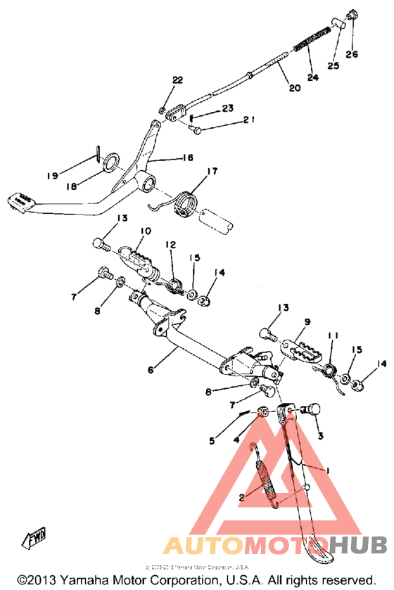 Stand-footrest-brake pedal