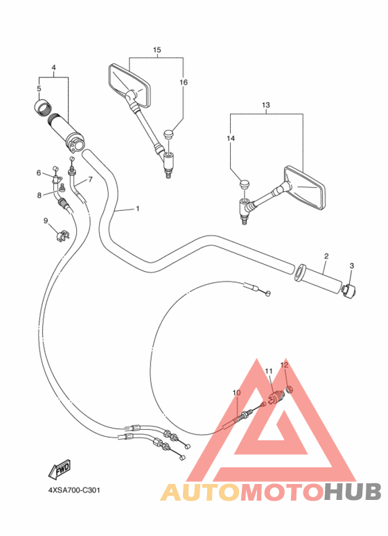 Рулевой рычаг и кабель