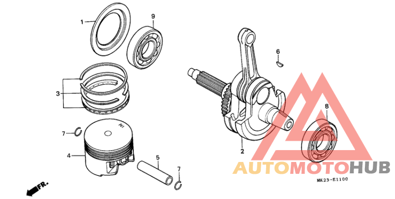 Piston/crankshaft