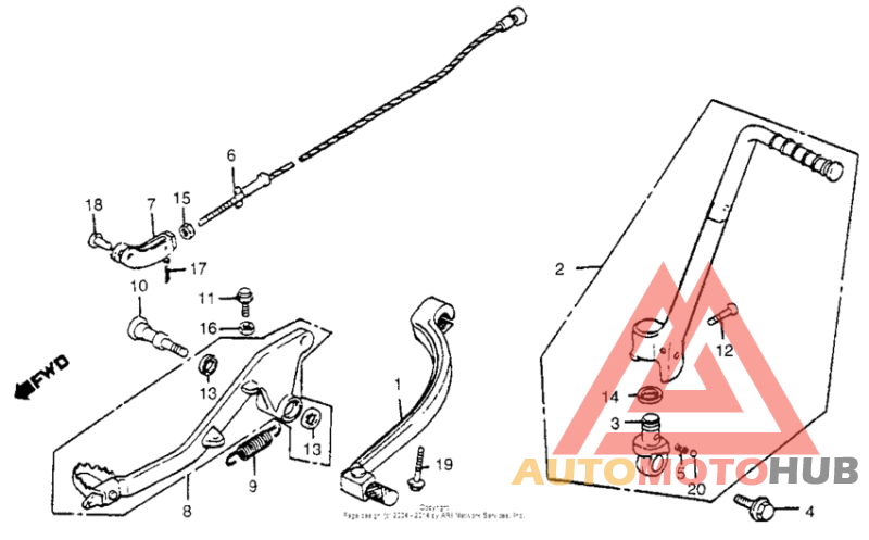 Shift pedal + kick starter arm + brake pedal 83