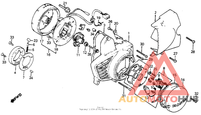 Left crankcase cover alternator