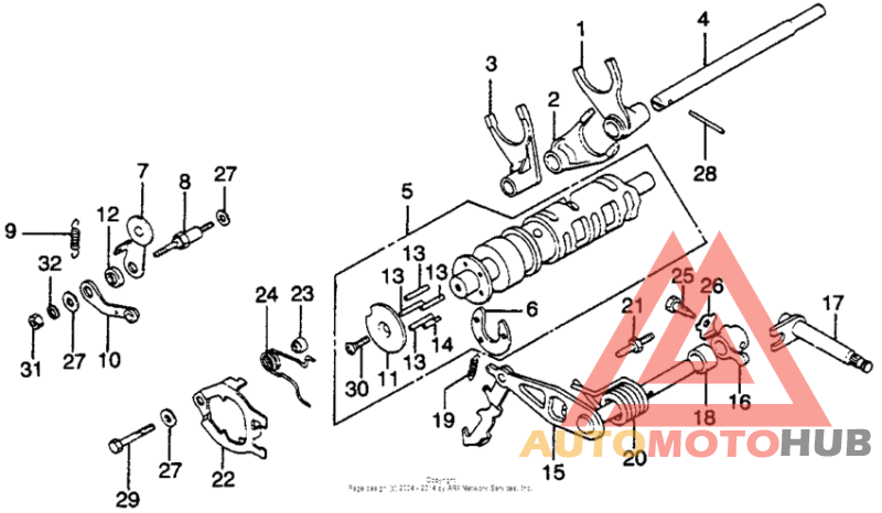 Shift drum + shift fork