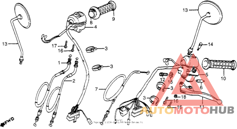 Cm400a handle lever + cable + mirror + switch 79-81