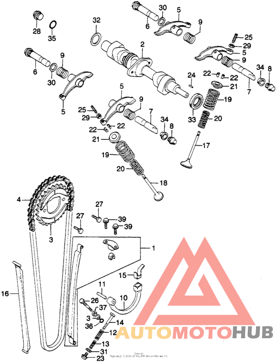 Camshaft + valve + tensioner