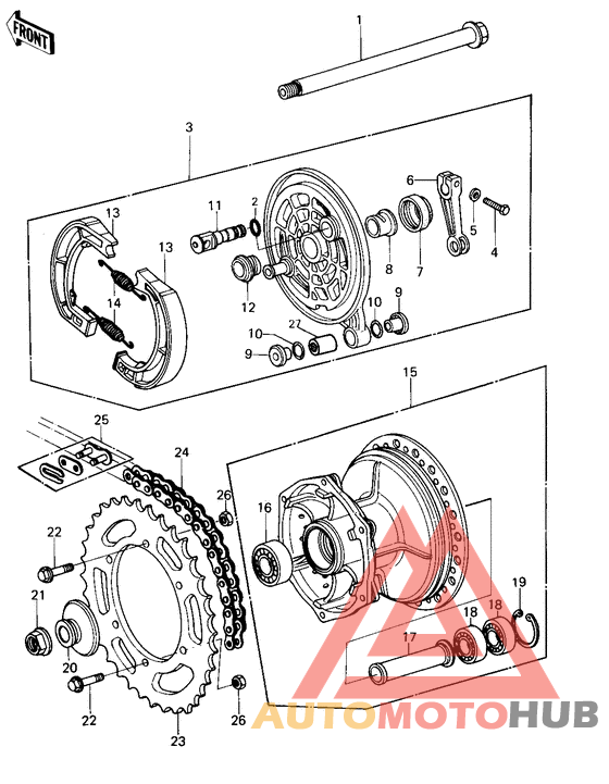 Rear hub/brake/chain