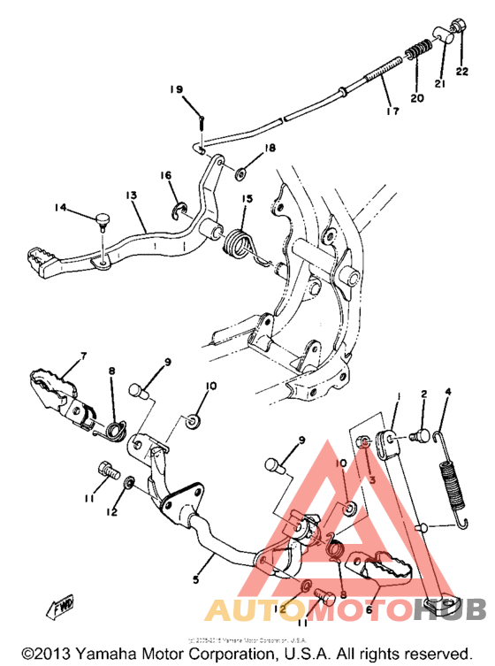 Stand footrest brake pedal