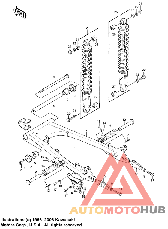 Swing arm/shock absorbers