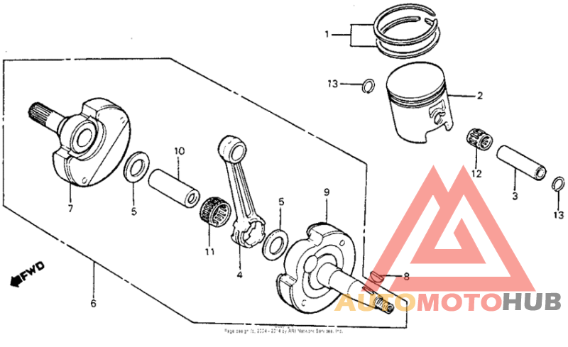 Crankshaft + piston 81-82