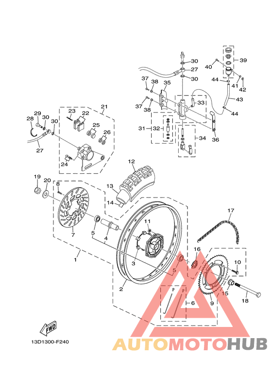 Rear wheel & brake system