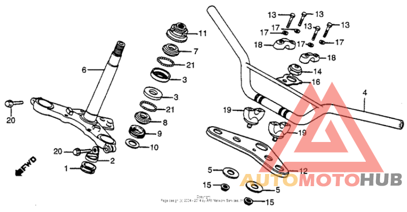 Handlebar + top bridge + steering stem 83-84