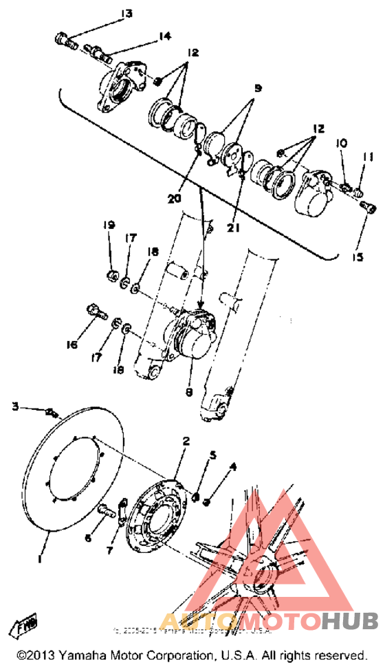 Front disc brake caliper