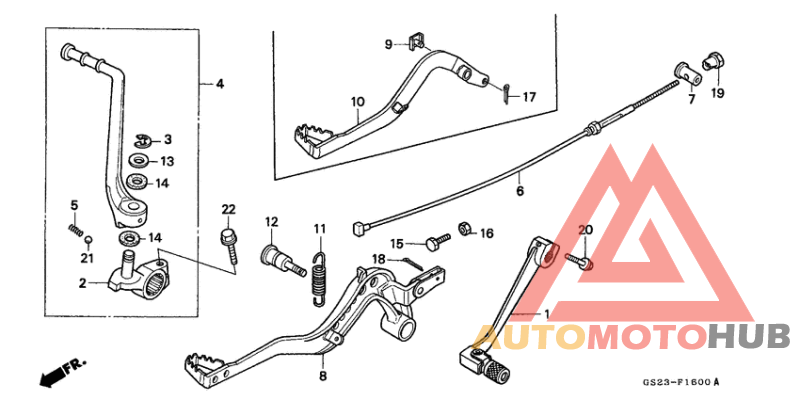 Pedal/kick starter arm