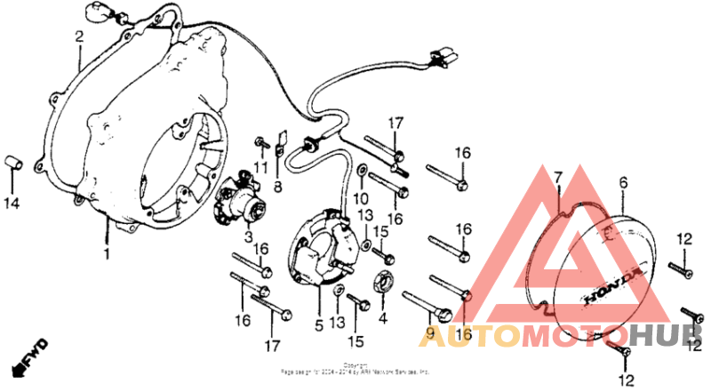 Left crankcase cover + spark advancer
