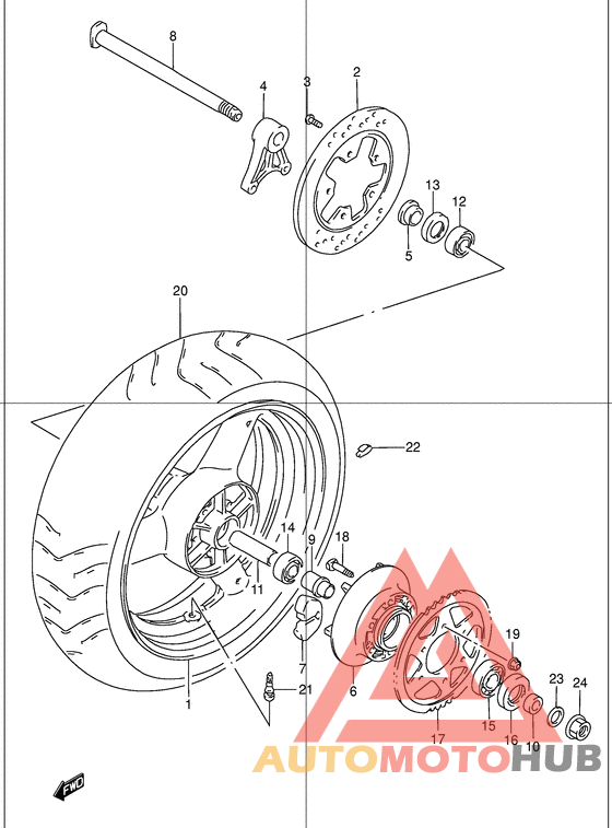 Rear wheel complete assy