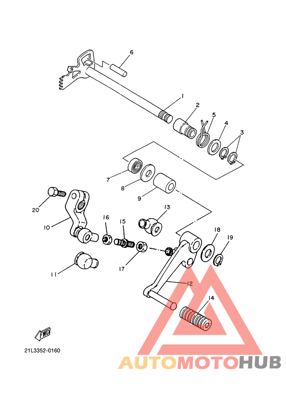 Eje de cambio. pedal
