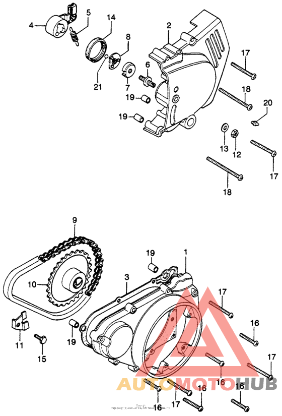 Left crankcase cover + starting chain