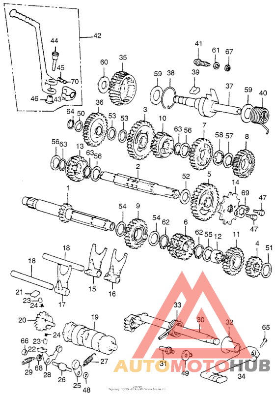 Transmission + kick spindle