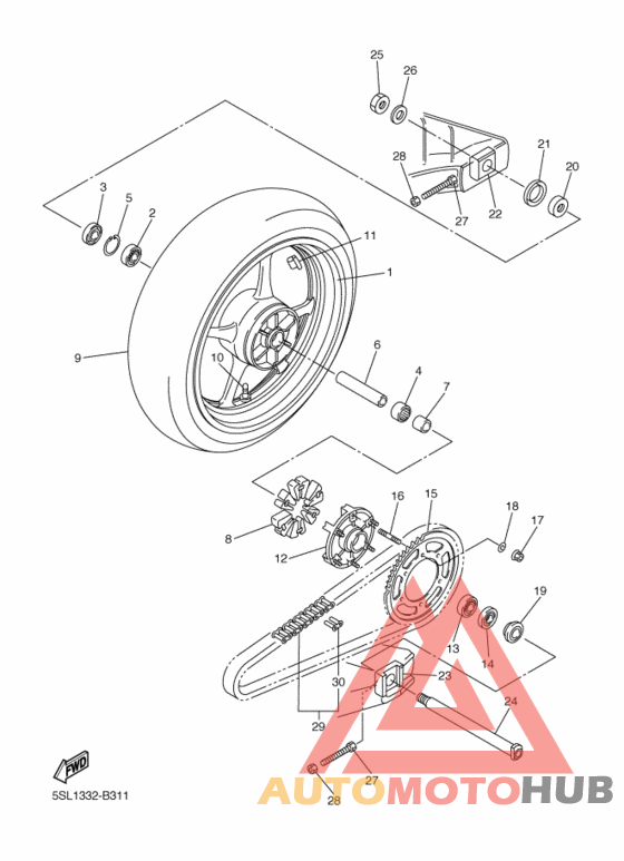 Rear wheel complete assy