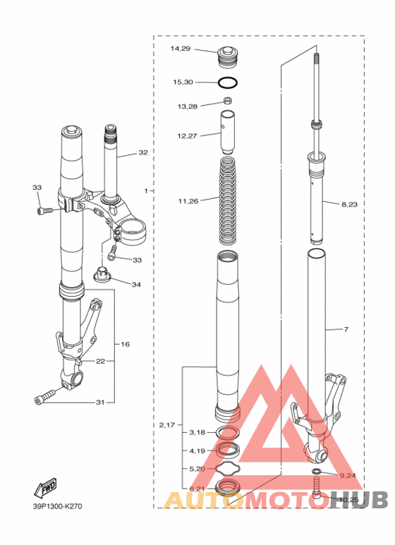 Вилка передней оси