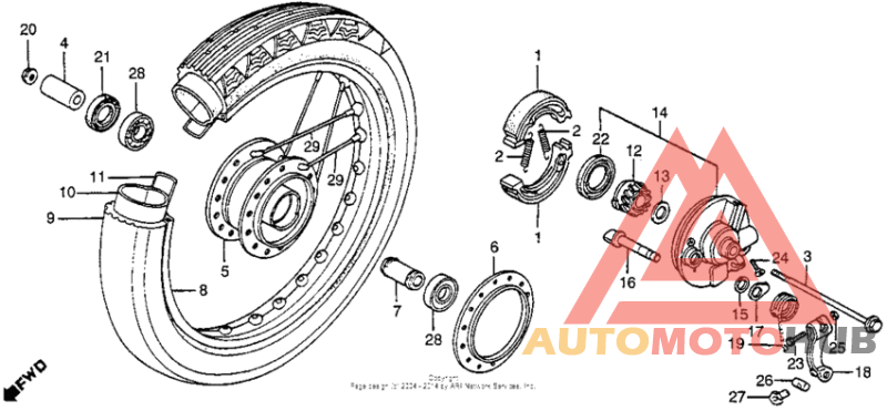 Front wheel + front brake panel
