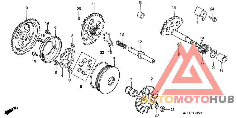 Drive face/ kick starter spindle