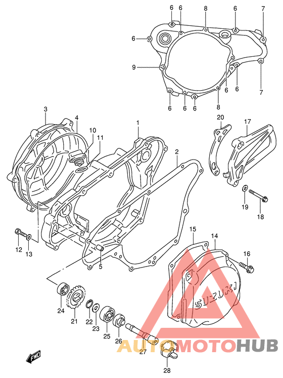 Crankcase cover- water pump