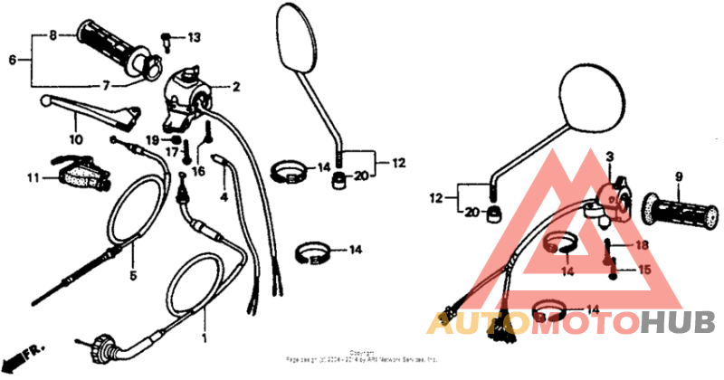 Handle switch + cables + mirrors