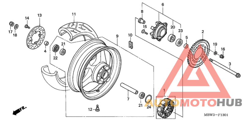 Rear wheel complete assy