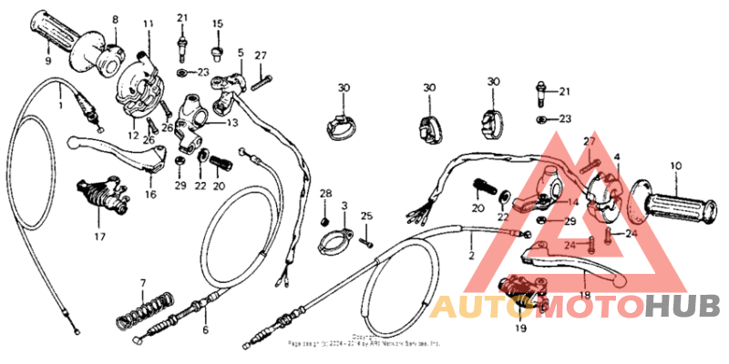 Handle switch + lever + cables