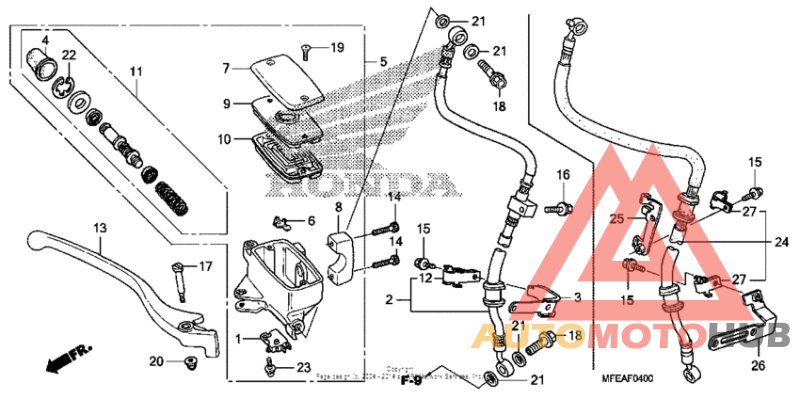 Front brake master cylinder (vt750c2f/c2b)
