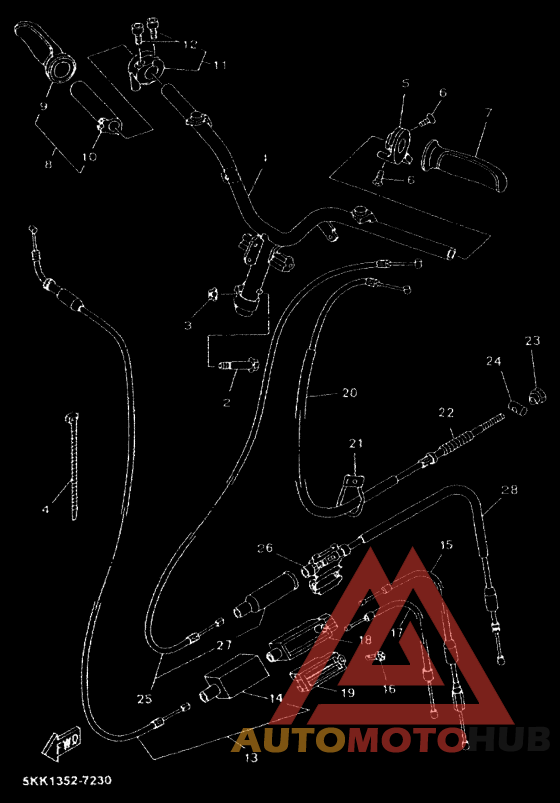 Рулевой рычаг и кабель