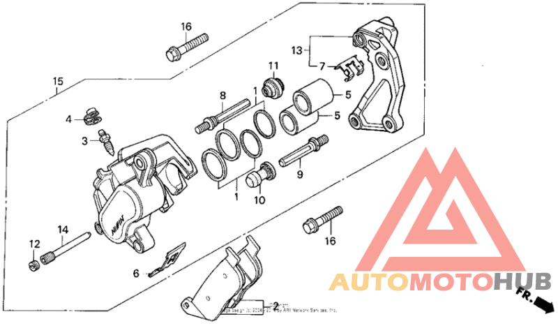 Vt1100c front brake caliper