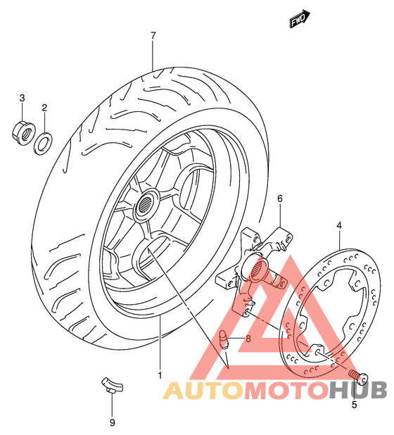 Rear wheel complete assy