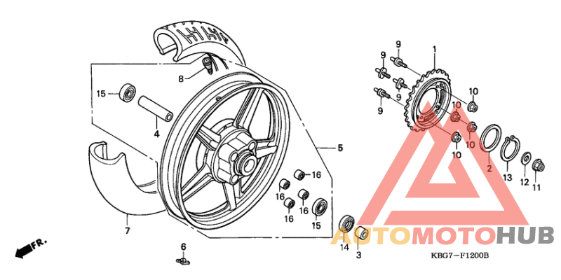 Rear wheel complete assy