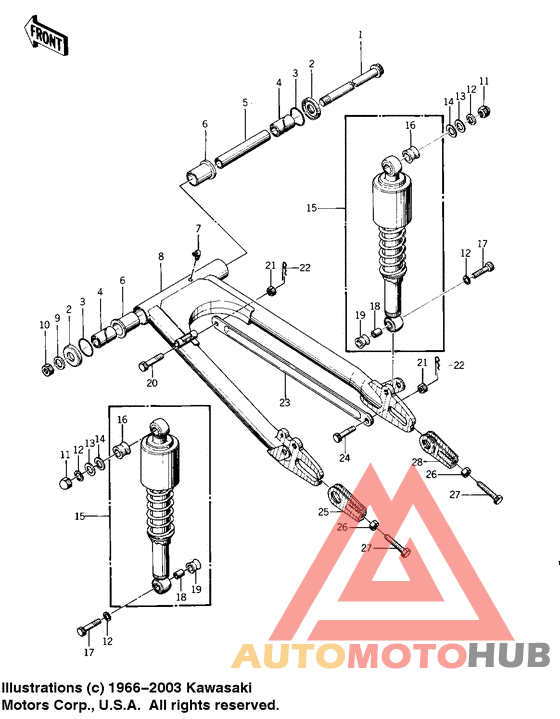 Swing arm/shock absorbers