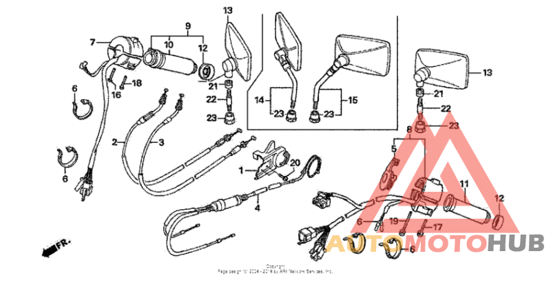 Handle switch + cables + mirrors
