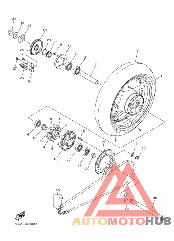 Rear wheel complete assy