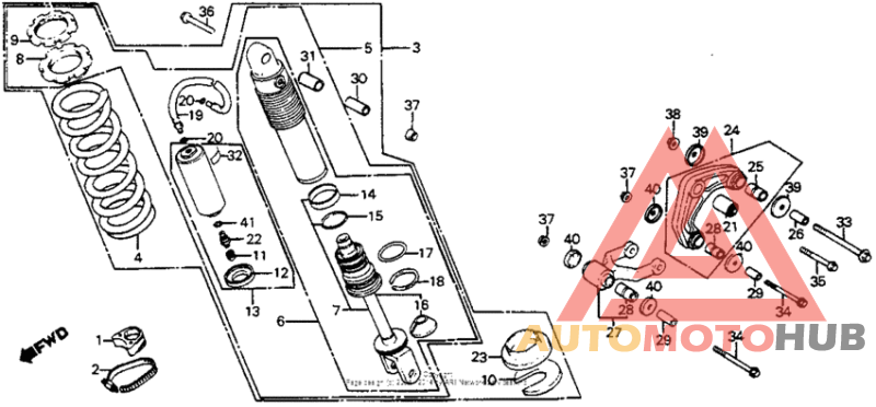 Rear shock absorber + link 82