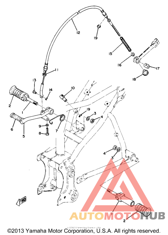 Footrest-brake pedal