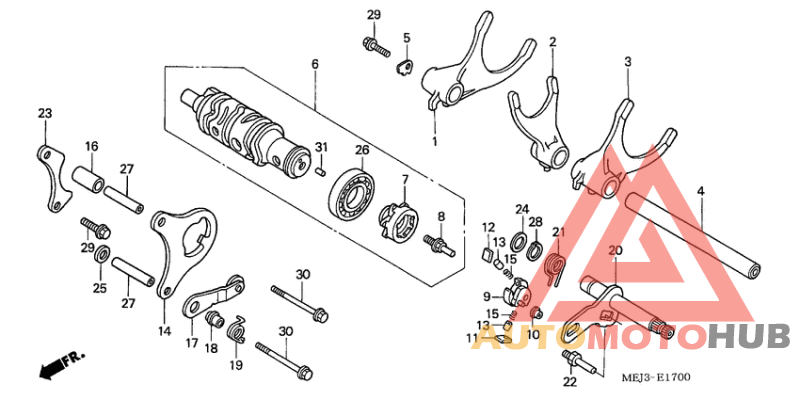 Gearshift drum/gearshift fork