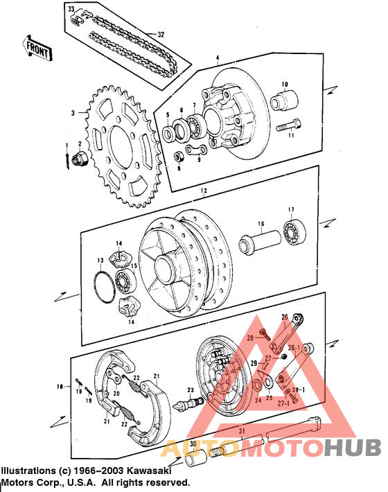 Rear hub/brake/chain
