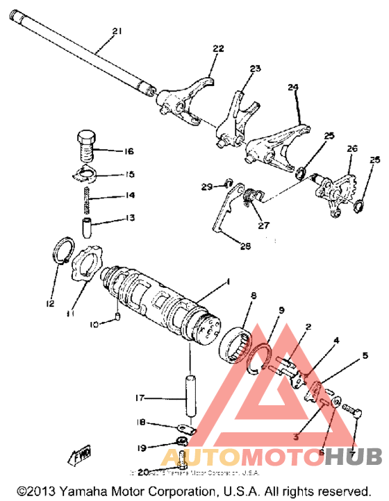 Shift cam-shift fork