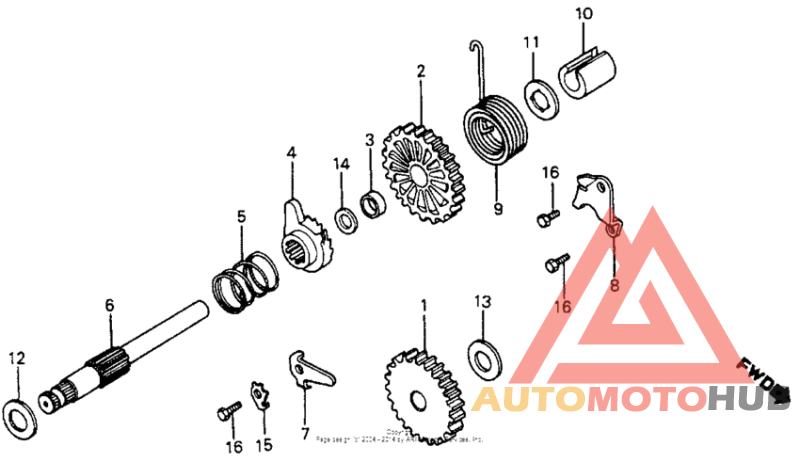 Kick starter spindle 82