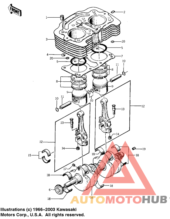 Cylinder/pistons/crankshaft