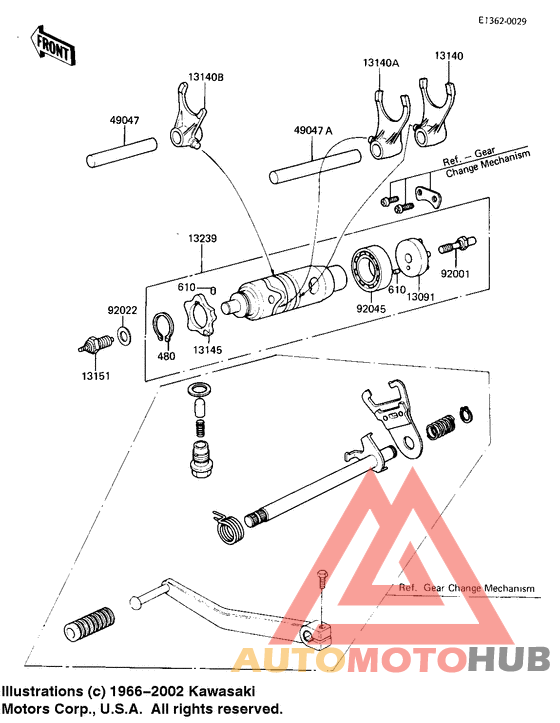 Gear change drum & forks