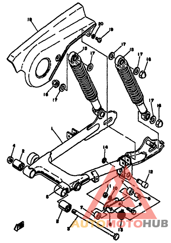 Rear arm/cushion chain case