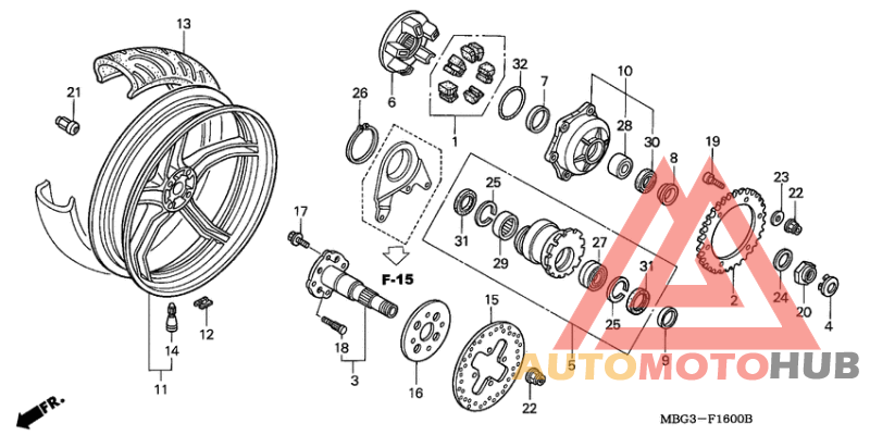 Rear wheel complete assy