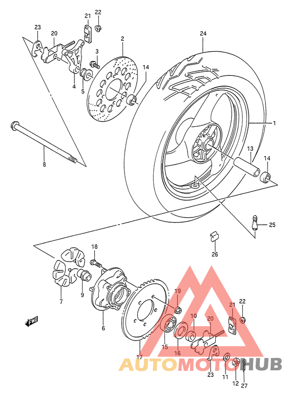 Rear wheel complete assy