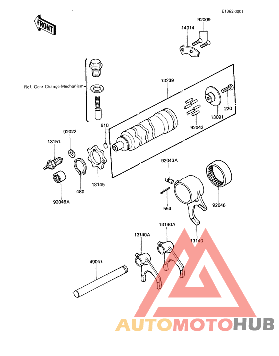 Gear change drum & forks