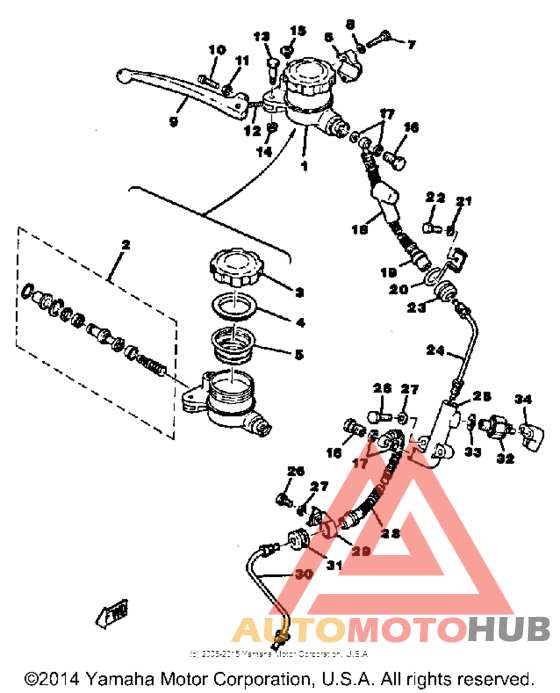 Front master cylinder - brake hose